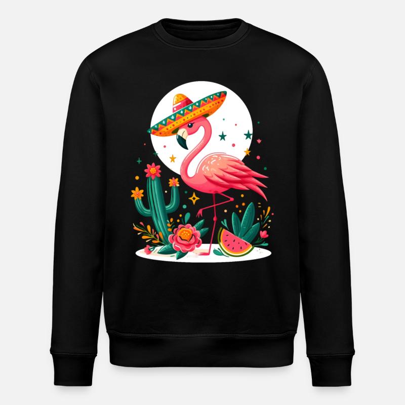 Cinco de Mayo Flamingo - Stanley/Stella ROLLER Unisex Organic Sweatshirt - black