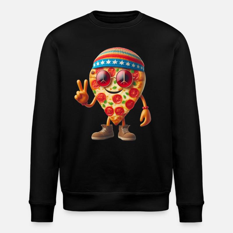 Hippie Pizza mit Peace-Zeichen - Stanley/Stella Unisex Bio-Sweatshirt ROLLER - Schwarz