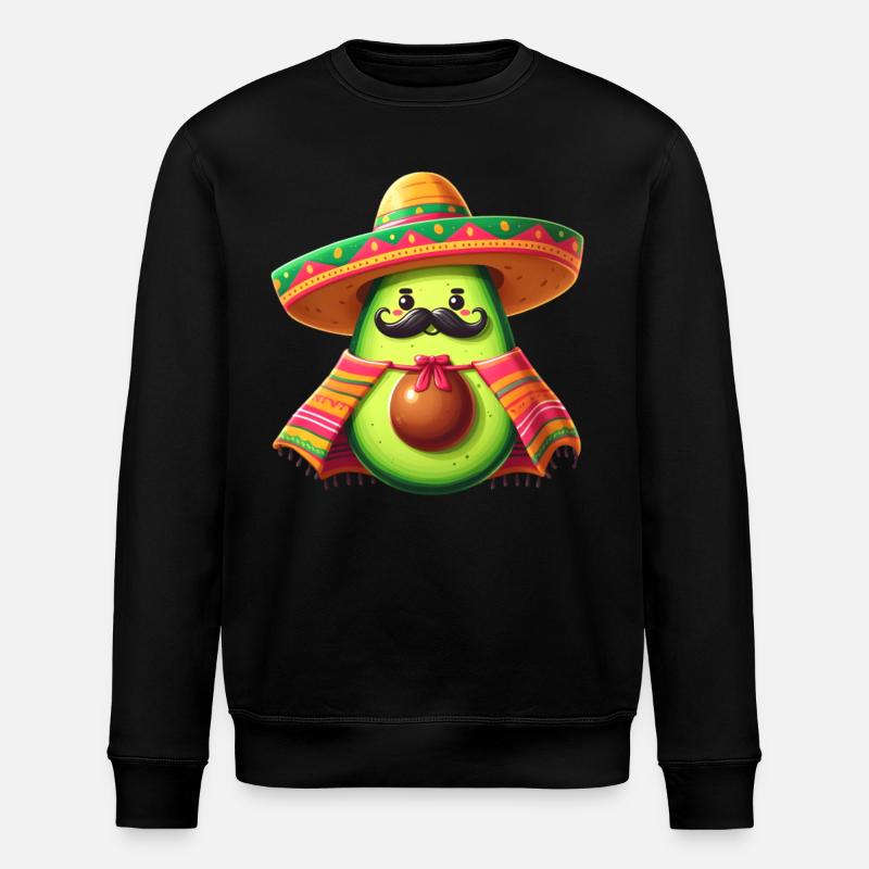 Cinco de Mayo Avocado Mustache - Stanley/Stella ROLLER Unisex Organic Sweatshirt - black