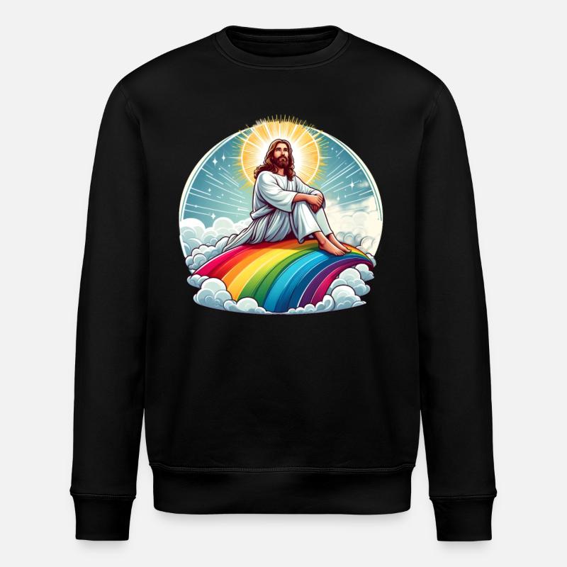Jesus on rainbow - Stanley/Stella ROLLER Unisex Organic Sweatshirt - black
