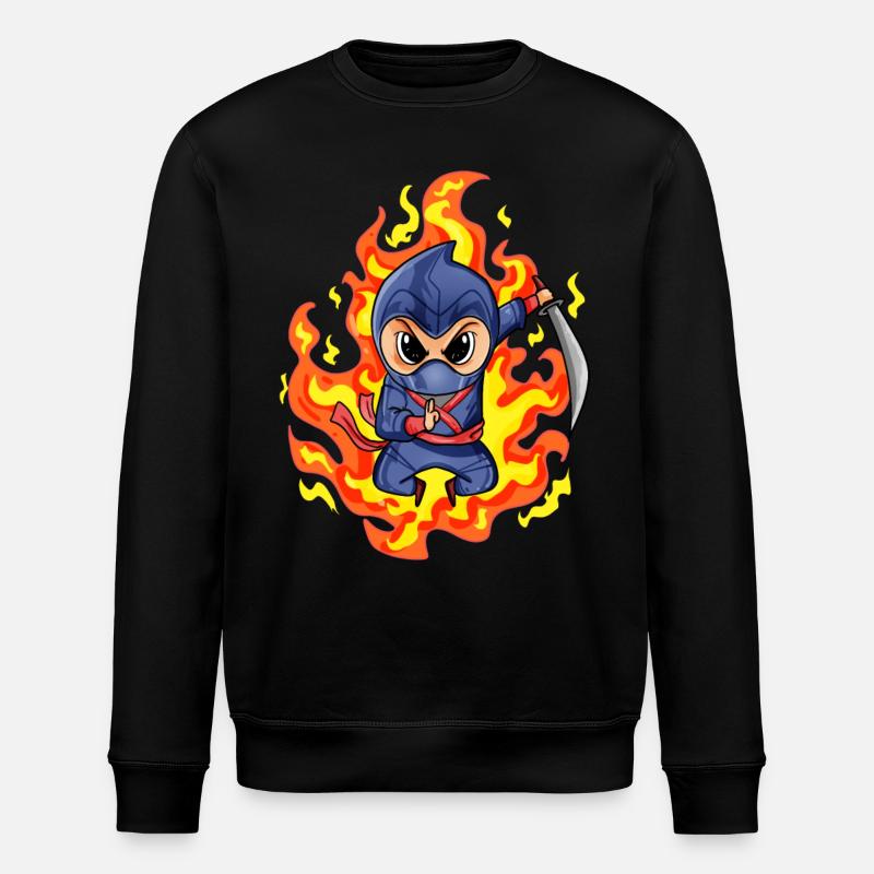 Ninja Motif Fire Red - Stanley/Stella ROLLER Unisex Organic Sweatshirt - black
