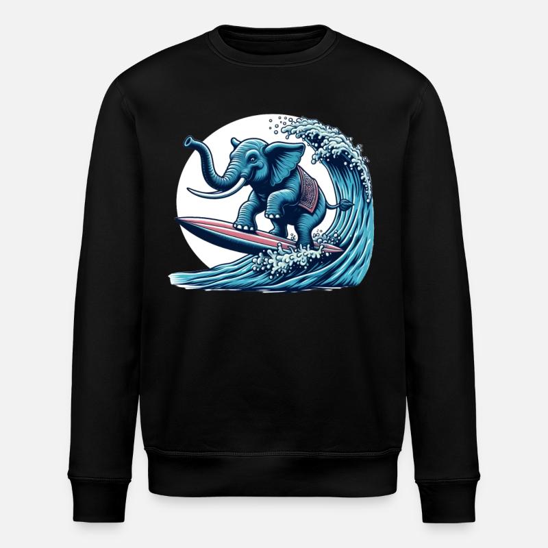 Surfender Elefant - Stanley/Stella Unisex Bio-Sweatshirt ROLLER - Schwarz