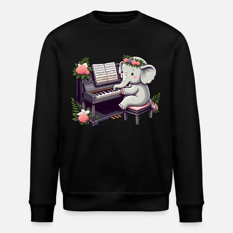 Éléphant au piano - Sweat bio ROLLER Stanley/Stella Unisexe - noir