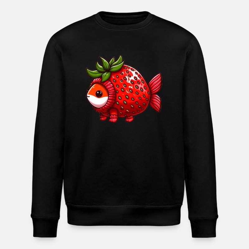 Fish in strawberry costume - Stanley/Stella ROLLER Unisex Organic Sweatshirt - black