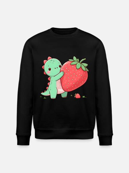 Strawberry Dino - Stanley/Stella ROLLER Unisex Organic Sweatshirt - black