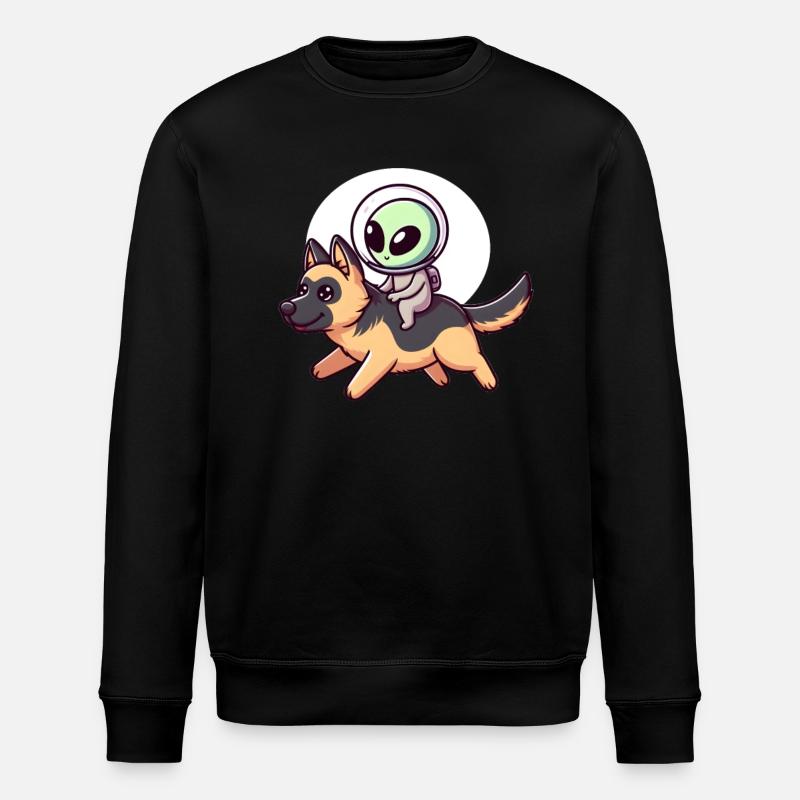 Alien auf Schäferhund - Stanley/Stella Unisex Bio-Sweatshirt ROLLER - Schwarz