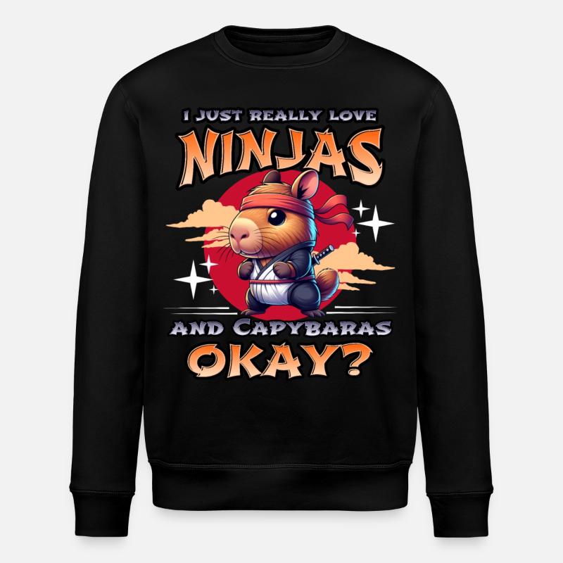 Capybara Ninja - Stanley/Stella ROLLER Unisex Organic Sweatshirt - black