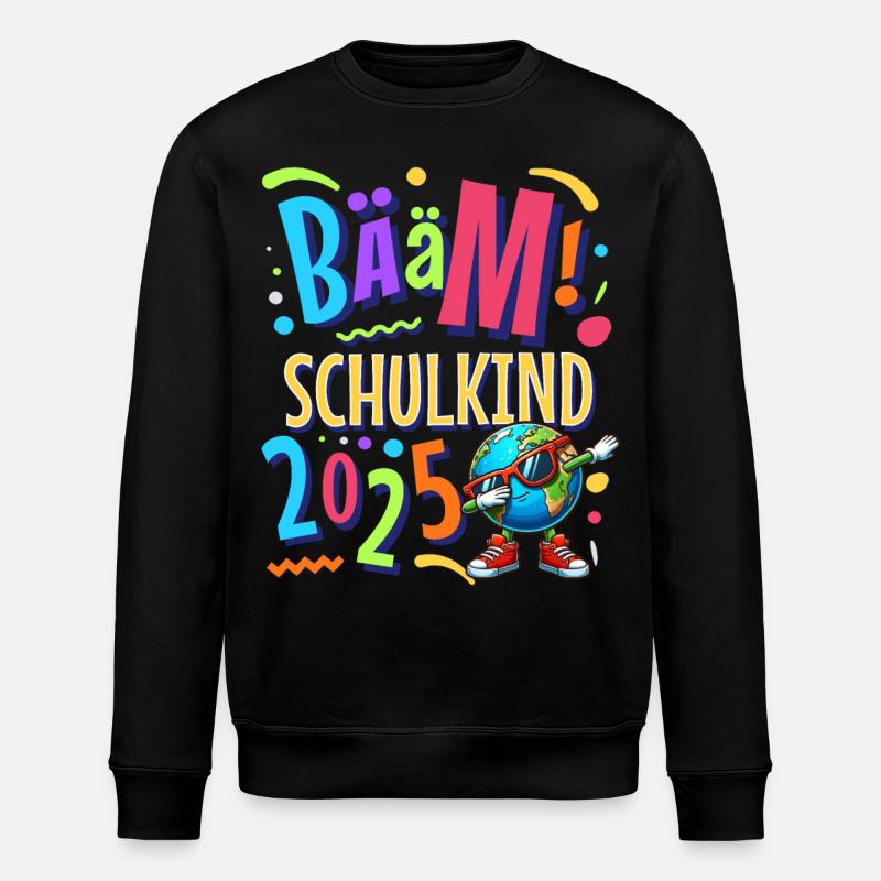 Bääm Schulkind 2025 - Stanley/Stella Unisex Bio-Sweatshirt ROLLER - Schwarz