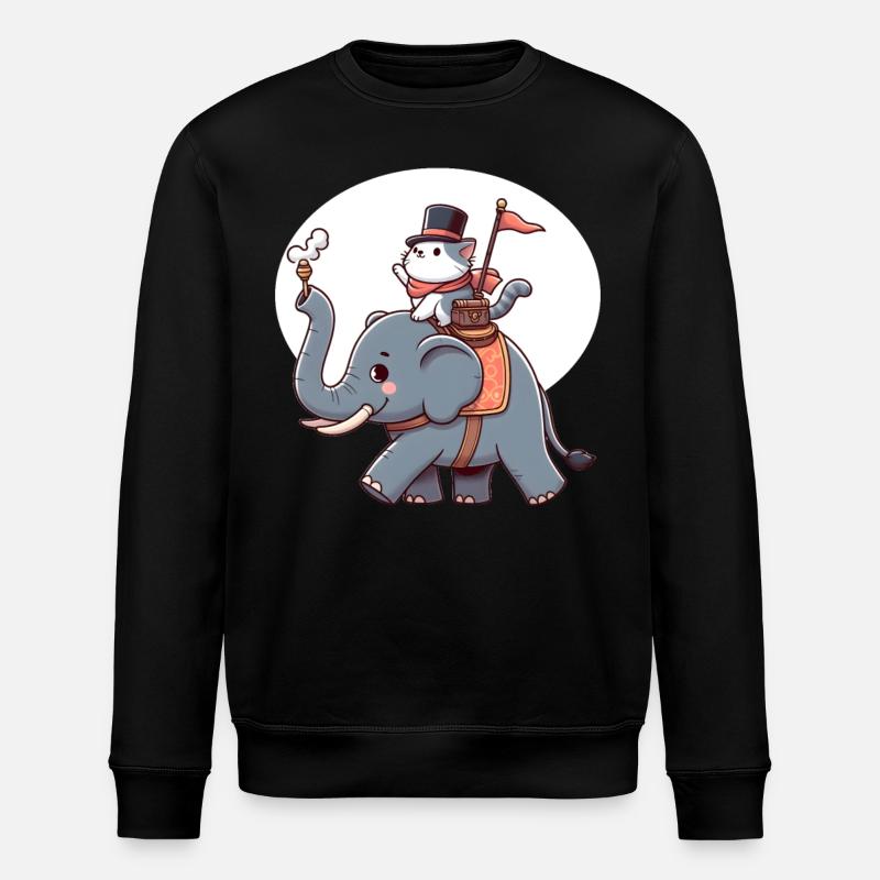 Cat rides elephant - Stanley/Stella ROLLER Unisex Organic Sweatshirt - black