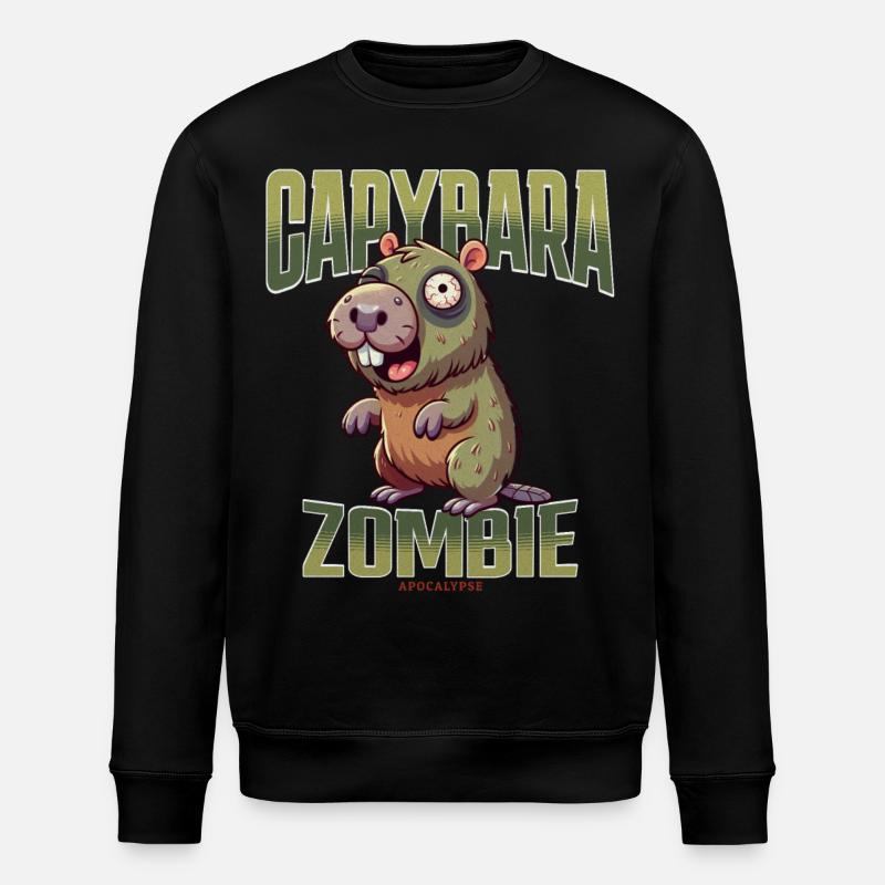 Capybara Zombie - Stanley/Stella ROLLER Unisex Organic Sweatshirt - black