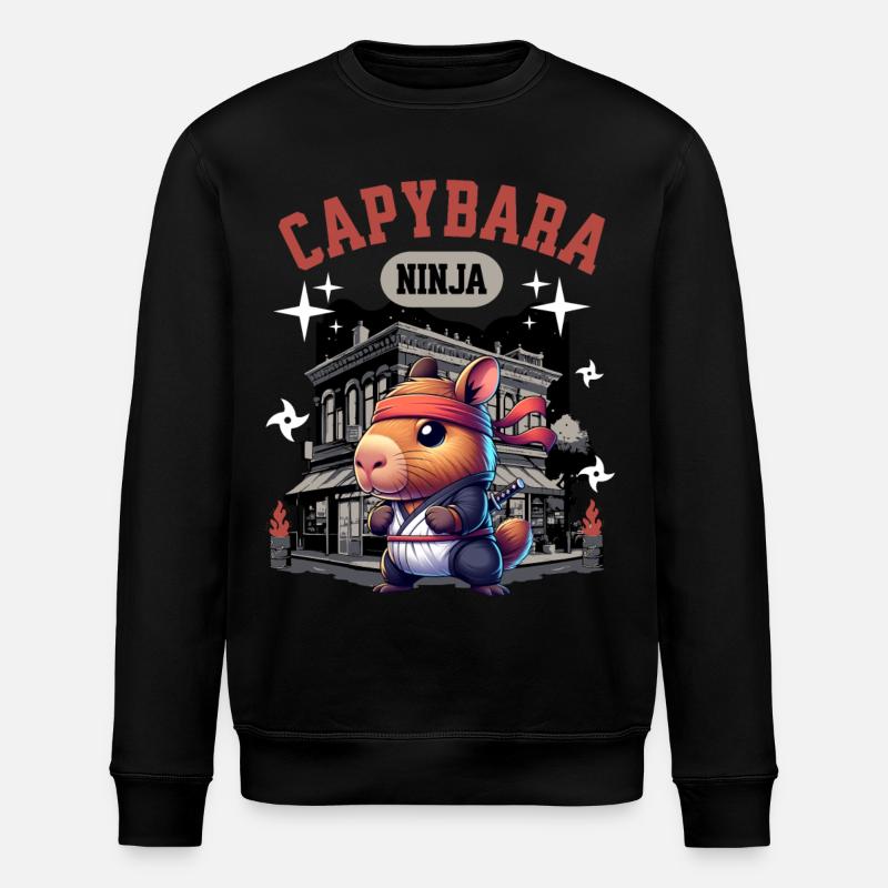 Capybara Ninja - Stanley/Stella Unisex Bio-Sweatshirt ROLLER - Schwarz