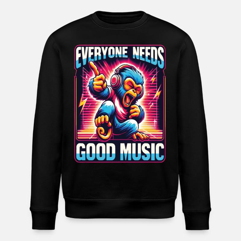 Everyone needs - Funky Monkey Design. - Stanley/Stella ROLLER Unisex Organic Sweatshirt - black