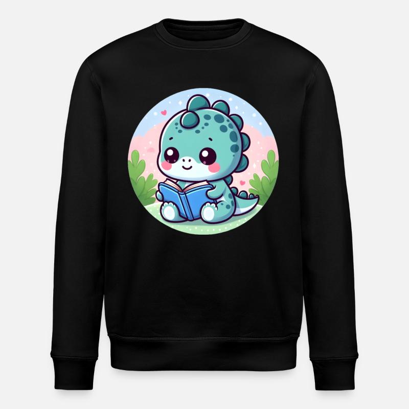 Lesender Dinosaurier - Stanley/Stella Unisex Bio-Sweatshirt ROLLER - Schwarz