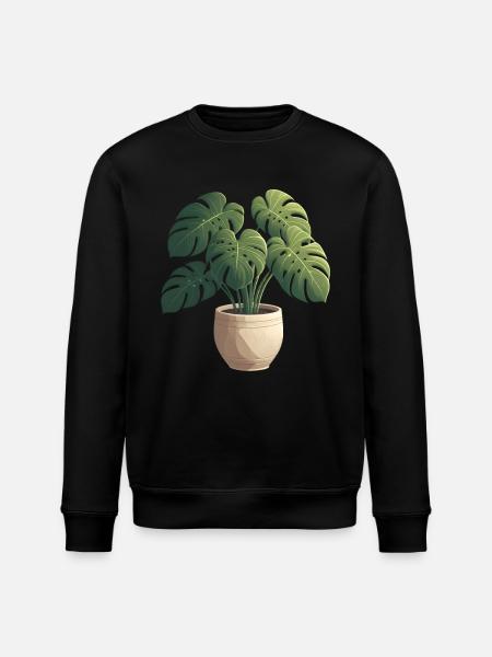 Wunderschöne Monstera Pflanze - Stanley/Stella Unisex Bio-Sweatshirt ROLLER - Schwarz