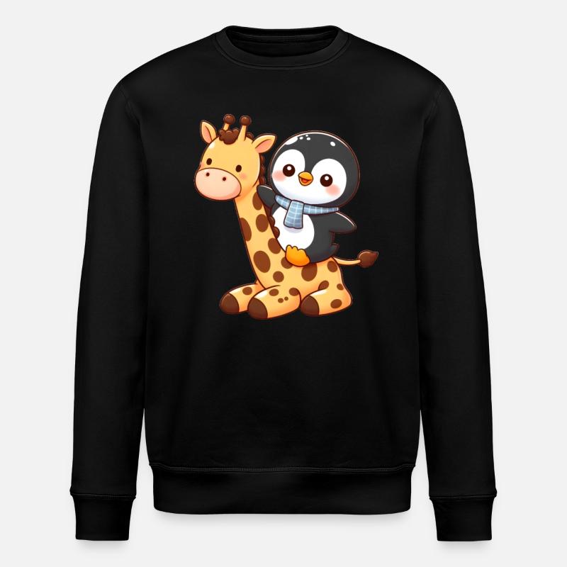 Pinguin reitet Giraffe - Stanley/Stella Unisex Bio-Sweatshirt ROLLER - Schwarz