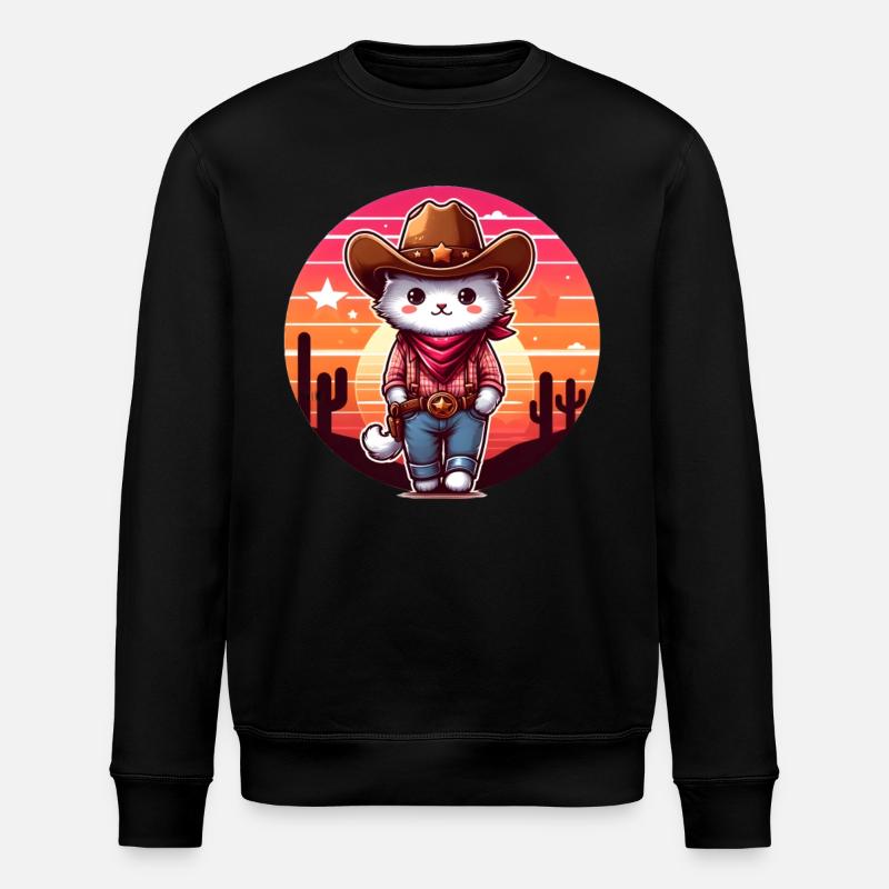 Cowboy Katze - Stanley/Stella Unisex Bio-Sweatshirt ROLLER - Schwarz