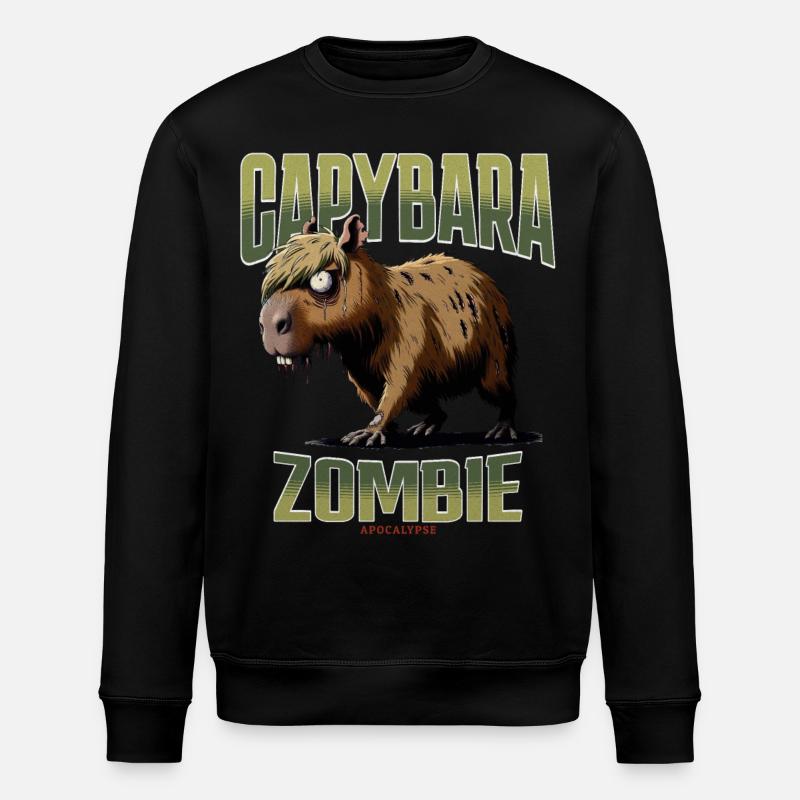 Capybara Zombie - Stanley/Stella ROLLER Unisex Organic Sweatshirt - black