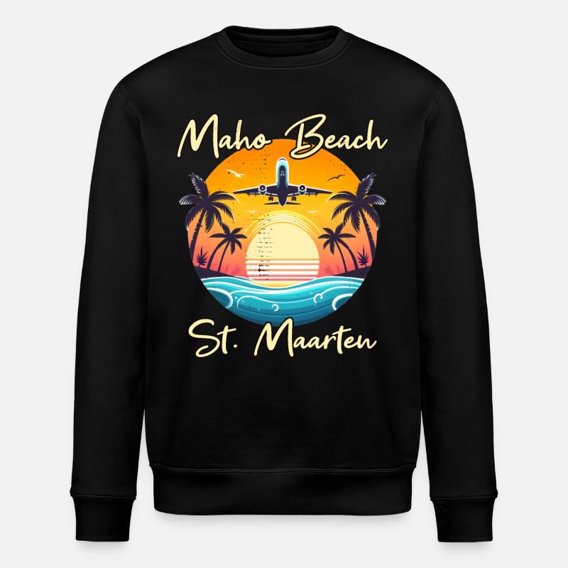 Airplane show over Maho Beach - Stanley/Stella ROLLER Unisex Organic Sweatshirt - black