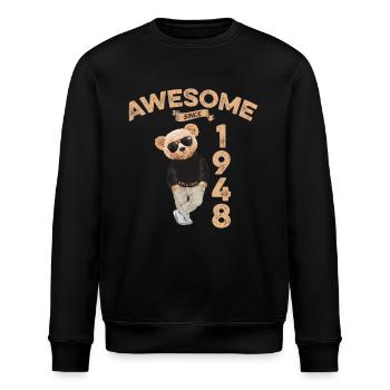 1948 Geburtstag Cool Teddy Bär Awesome since - Stanley/Stella Unisex Bio-Sweatshirt ROLLER - Schwarz - Vorne - Nik (191cm)