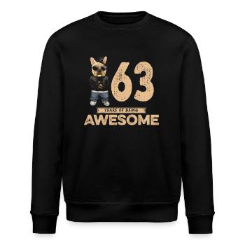 63 Years of being Awesome Cool Dog - Stanley/Stella Unisex Bio-Sweatshirt ROLLER - Schwarz - Vorne - Nik (191cm)