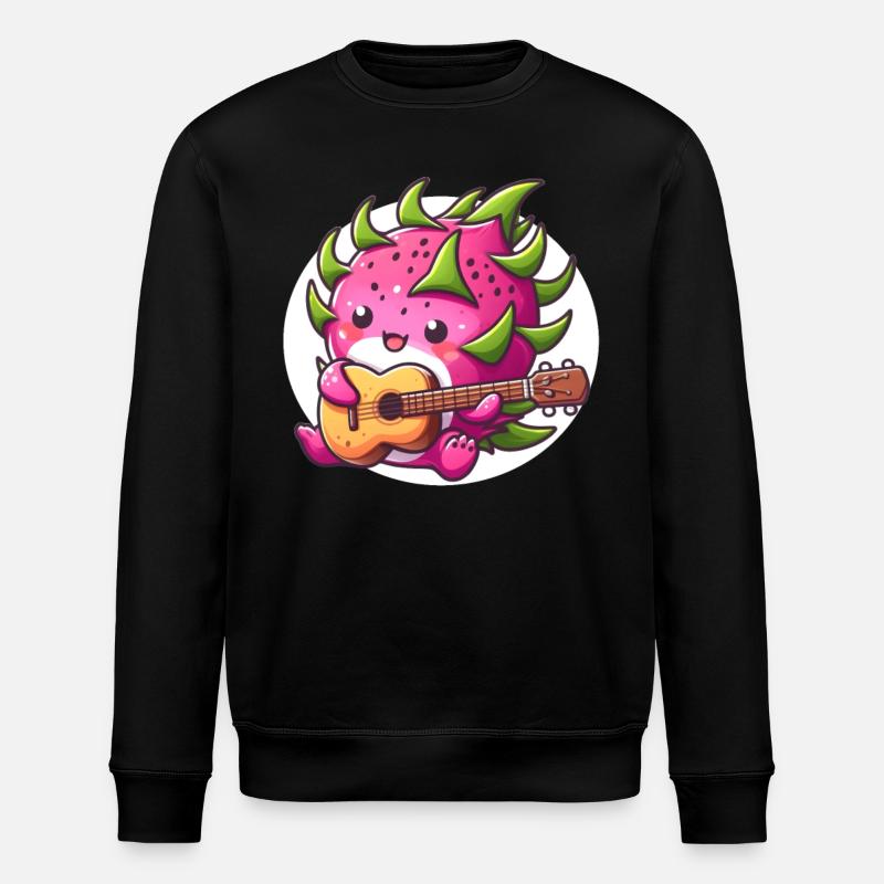 Dragon fruit plays guitar - Stanley/Stella ROLLER Unisex Organic Sweatshirt - black