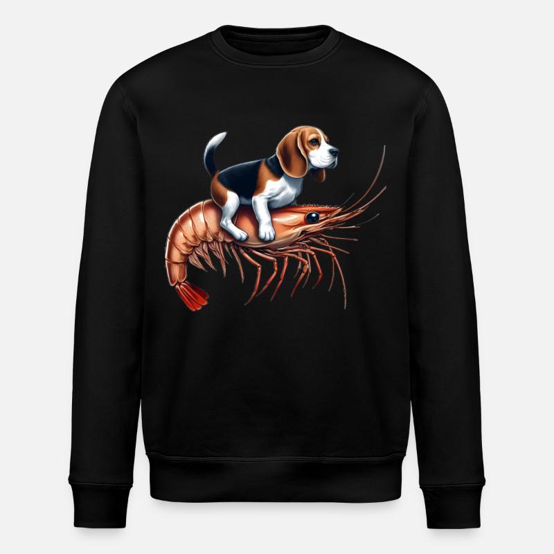 Beagle rides on shrimp - Stanley/Stella ROLLER Unisex Organic Sweatshirt - black