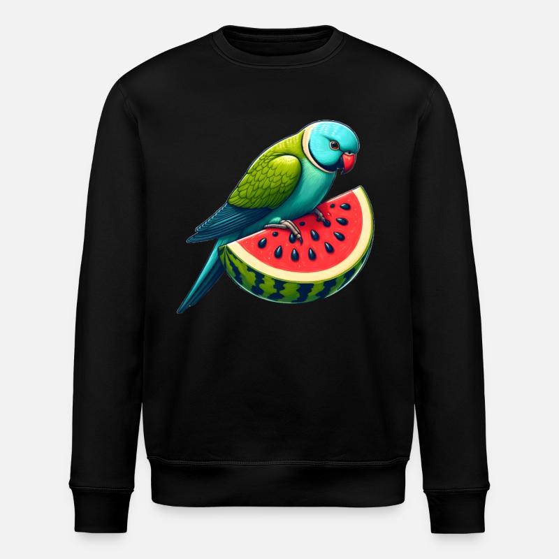 Indian Ring Neck Parrot Watermelon - Stanley/Stella ROLLER Unisex Organic Sweatshirt - black