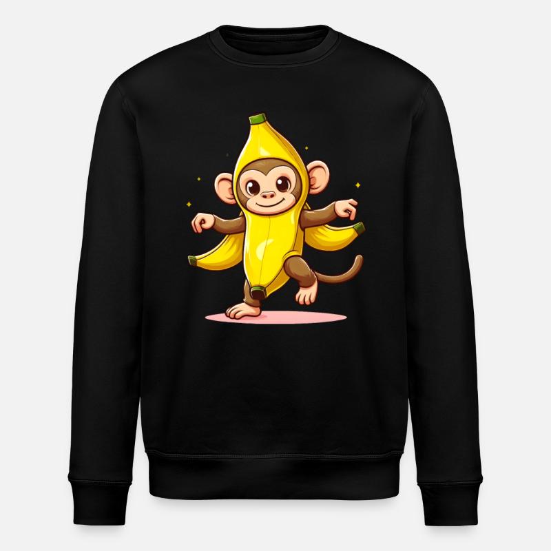 Banana Monkey - Stanley/Stella ROLLER Unisex Organic Sweatshirt - black