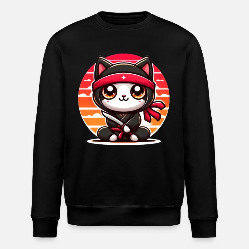 Ninja Katze - Stanley/Stella Unisex Bio-Sweatshirt ROLLER - Schwarz