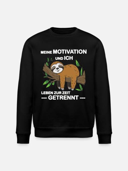 Funny sloth, no desire - Stanley/Stella ROLLER Unisex Organic Sweatshirt - black
