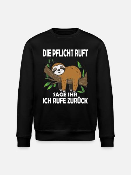 Funny sloth, no desire - Stanley/Stella ROLLER Unisex Organic Sweatshirt - black