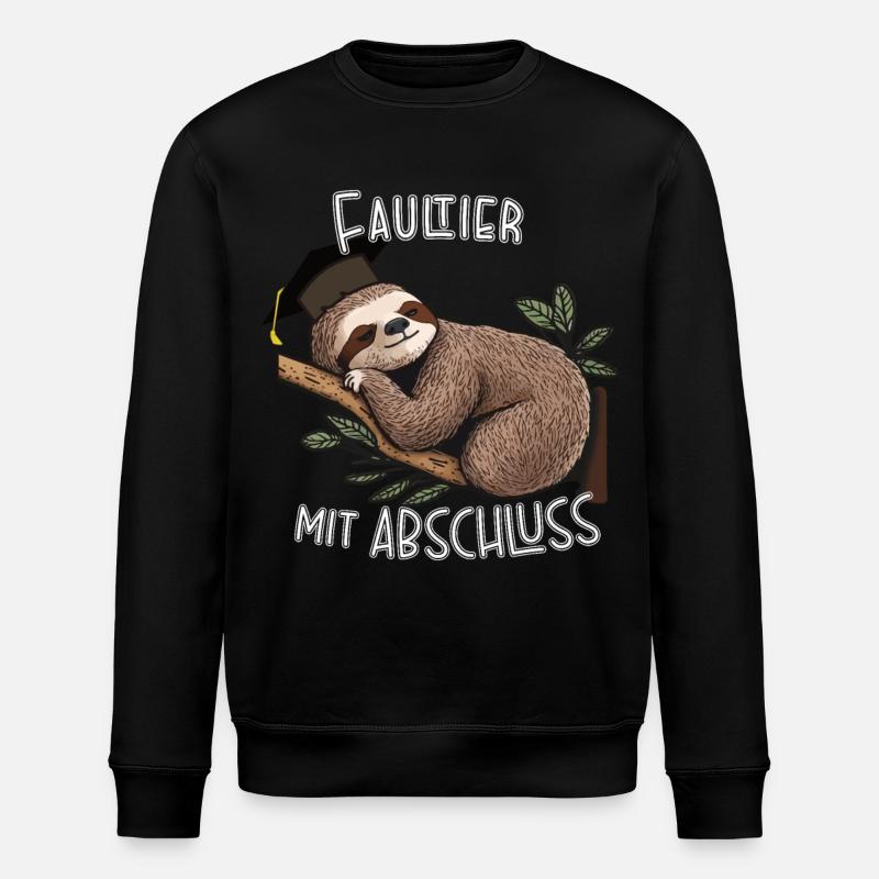Faultier mit Abschluss - Stanley/Stella Unisex Bio-Sweatshirt ROLLER - Schwarz