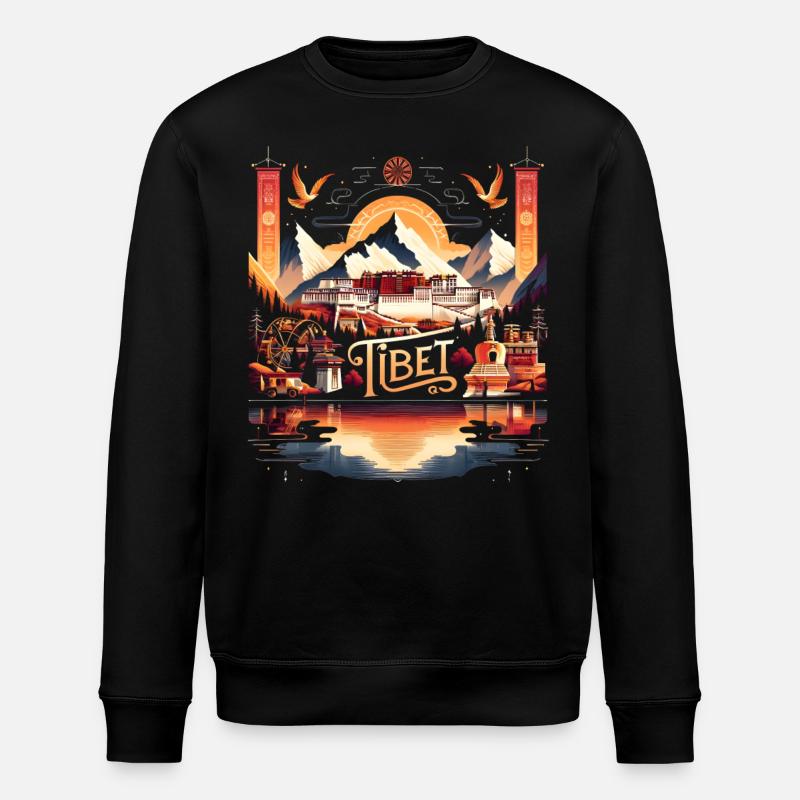 Tibet Lhasa Buddhist Temple - Stanley/Stella ROLLER Unisex Organic Sweatshirt - black
