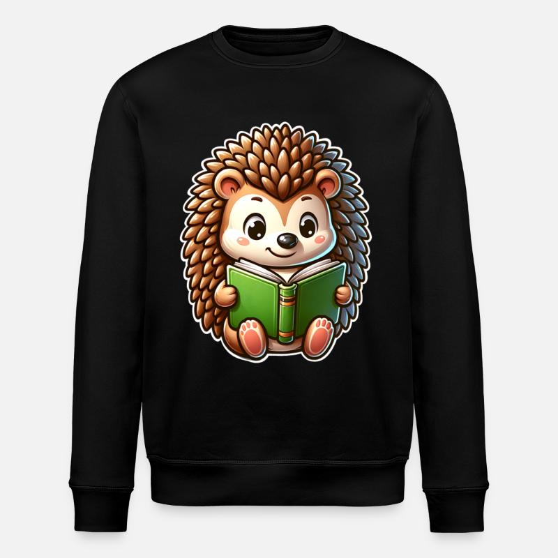 Hedgehog Reading Book Books - Stanley/Stella ROLLER Unisex Organic Sweatshirt - black