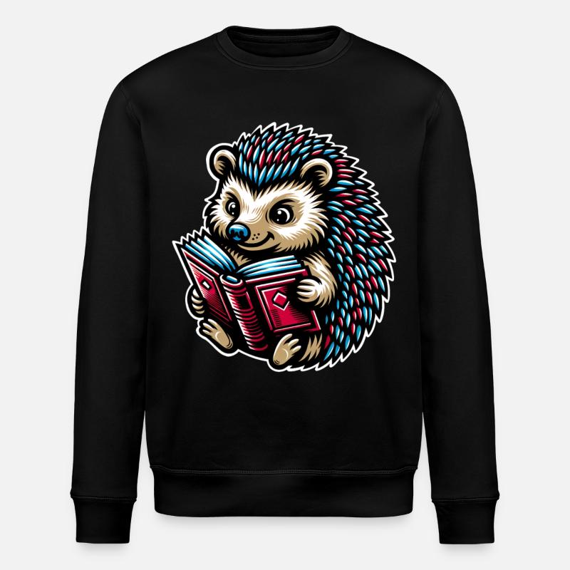 Hedgehogs Reading Books Book - Stanley/Stella ROLLER Unisex Organic Sweatshirt - black