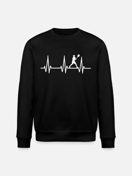 Heartbeat Design with Tennis - Stanley/Stella ROLLER Unisex Organic Sweatshirt - black