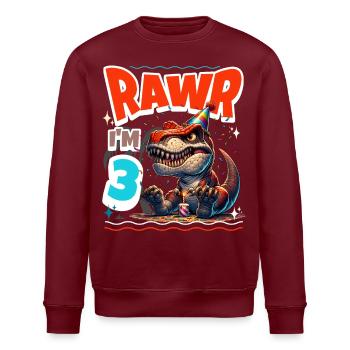 3ème anniversaire Rawr T Rex Dinosaure - Sweat bio ROLLER Stanley/Stella Unisexe - bordeaux - Devant - Nik (191cm)