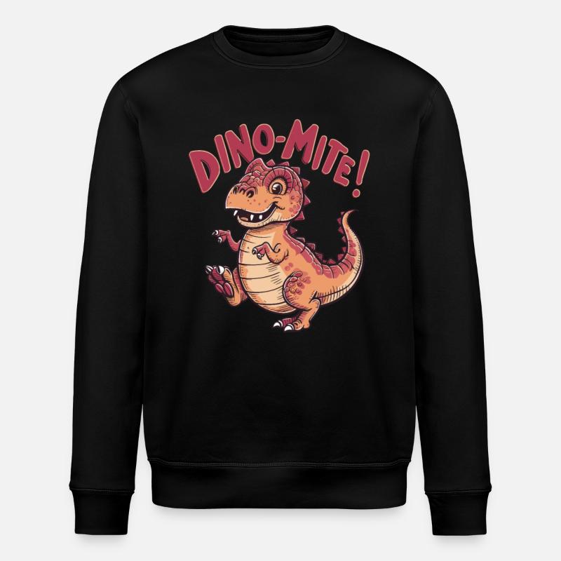 Dino mit lustiges Kinder Design - Stanley/Stella Unisex Bio-Sweatshirt ROLLER - Schwarz