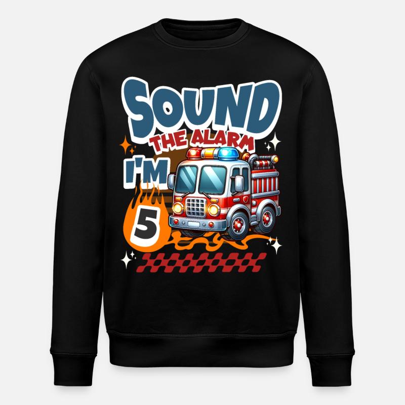 5th Birthday Fire Brigade - Stanley/Stella ROLLER Unisex Organic Sweatshirt - black