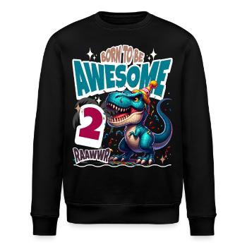 T Rex Dinosaurier 2. Geburtstag Kindergeburtstag - Stanley/Stella Unisex Bio-Sweatshirt ROLLER - Schwarz - Vorne - Nik (191cm)
