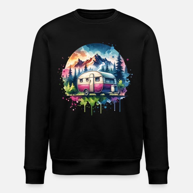 Camping Caravan - Stanley/Stella ROLLER Unisex Organic Sweatshirt - black