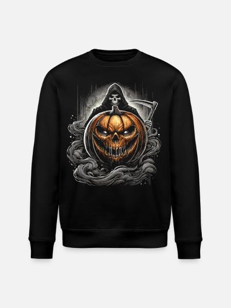 Halloween Pumpkin and Death - Stanley/Stella ROLLER Unisex Organic Sweatshirt - black