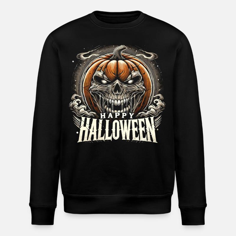 Sinister Pumpkin - Happy Halloween - Stanley/Stella ROLLER Unisex Organic Sweatshirt - black