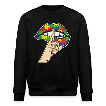 Don't Judge What You Don't Understand Autism - Stanley/Stella ROLLER Unisex Organic Sweatshirt - black - Front - Nik (191cm)