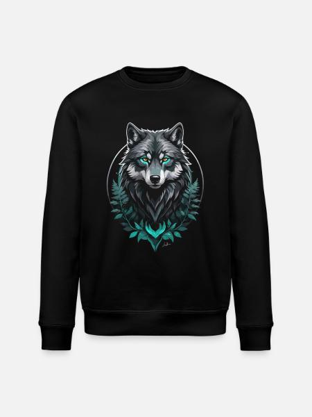 Forest Arctic Wolf - Stanley/Stella ROLLER Unisex Organic Sweatshirt - black