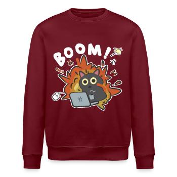 Teenager Sommer Trend Lustige IT Nerd Katze Boom - Stanley/Stella Unisex Bio-Sweatshirt ROLLER - Burgunderrot - Vorne - Nik (191cm)