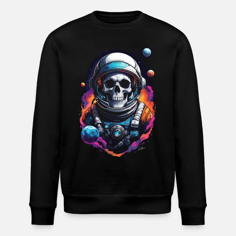Skull astronaut universe - Stanley/Stella ROLLER Unisex Organic Sweatshirt - black