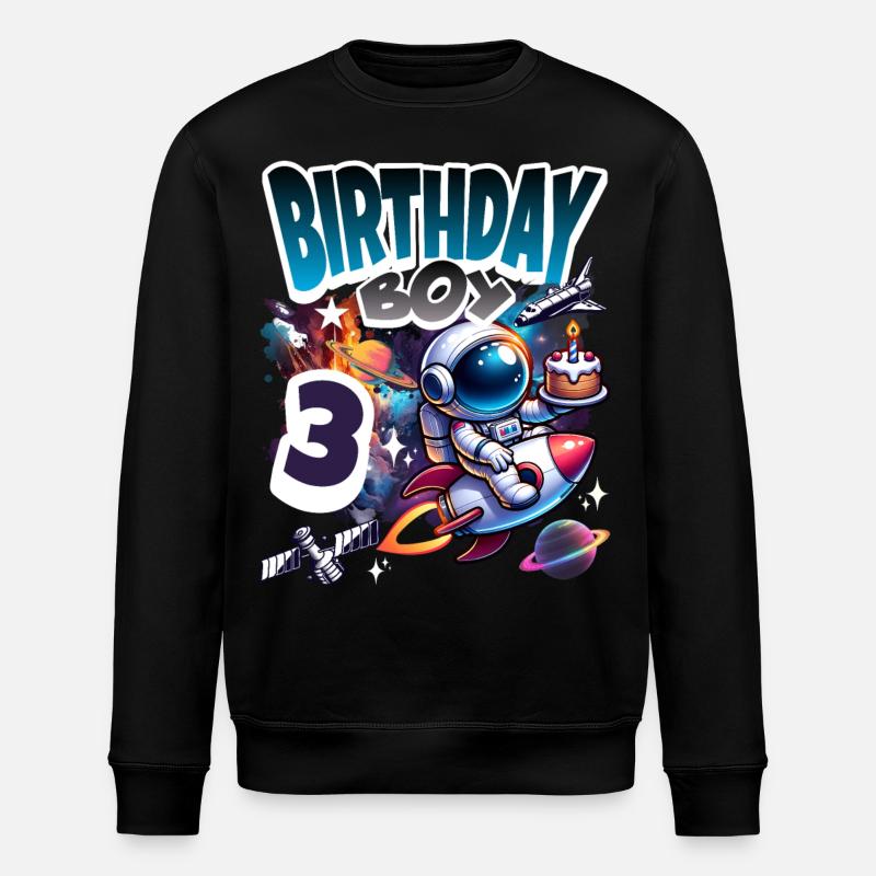 Astronaut 3rd Birthday Space - Stanley/Stella ROLLER Unisex Organic Sweatshirt - black