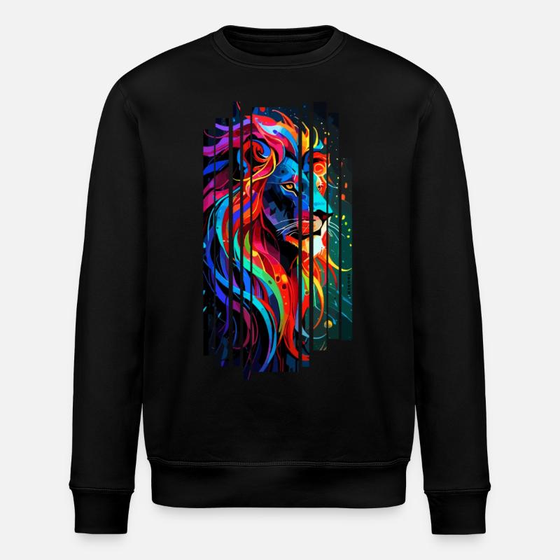 Mehrfarbiger geometrischer Löwe - Stanley/Stella Unisex Bio-Sweatshirt ROLLER - Schwarz