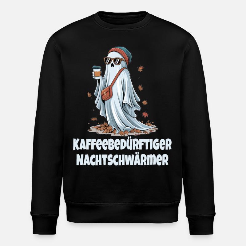 Night owls: ghosts & coffee - Stanley/Stella ROLLER Unisex Organic Sweatshirt - black